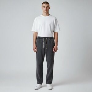 James Perse Pants Men's XL Charcoal Gray 100% Linen Drawstring Casual Trousers